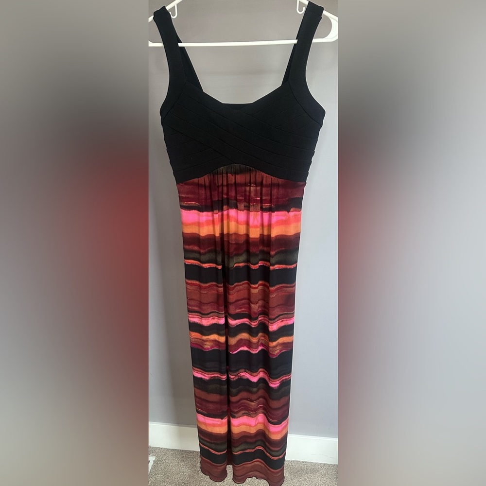 MERCER & MADISON Size 6 Black and Multicolor Maxi Dress